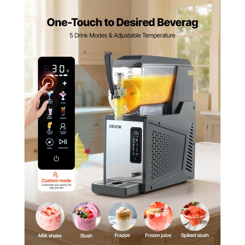VEVOR Slush Maschine 4 L, Slusheis Eisbereiter 350 W (kein Eis nötig), Elektrische Margarita-Maschine mit Selbstreinigungsfunktion, Geeignet für Frozen Margaritas Frappés Milchshakes Shakes