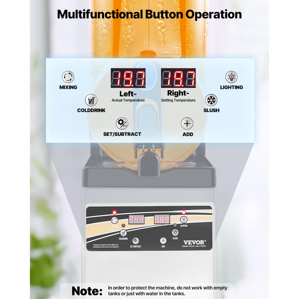 VEVOR kommerzieller Frozen Drink Maker, 15 L Slush-Maschine 60 Tassen Margarita-Smoothie-Maschine aus Edelstahl, Slush-Maker für Zuhause Partys Restaurants Cafés Bars