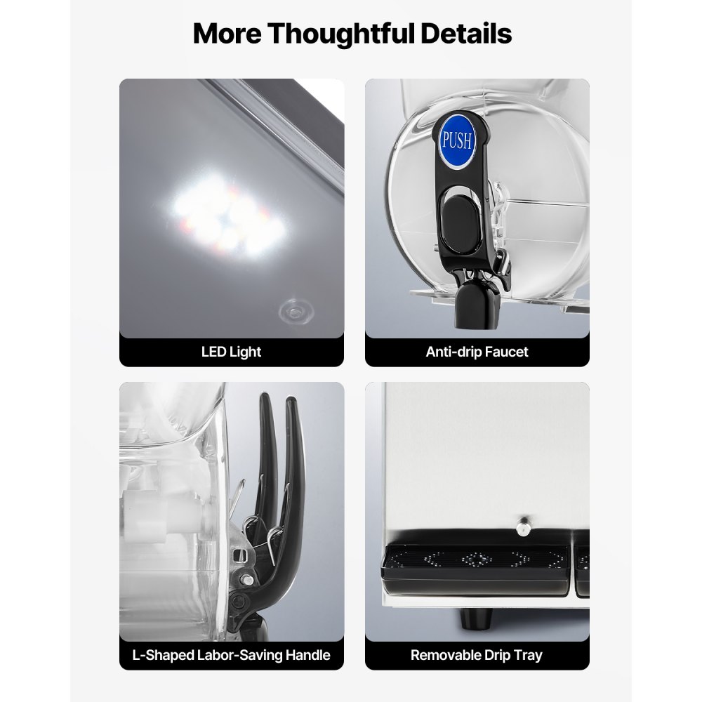 VEVOR kommerzieller Frozen Drink Maker, 15 L x 2 Slush-Maschine mit zwei Tanks, 120 Tassen Margarita-Smoothie-Maschine aus Edelstahl, Slush-Maker für Zuhause Partys Restaurants Cafés Bars