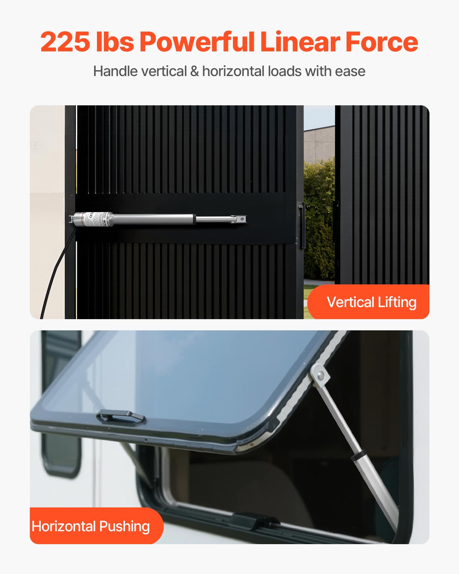 VEVOR 12-V-Linearantrieb, 203,2mm Linearmotor mit 15 mm/s, 1000 N Linear Actuator, Lineartechnik-Aktuatoren mit IP54-Schutz & Montagehalterung für Hubschreibtische, Liegestühle, Fenstertüröffner