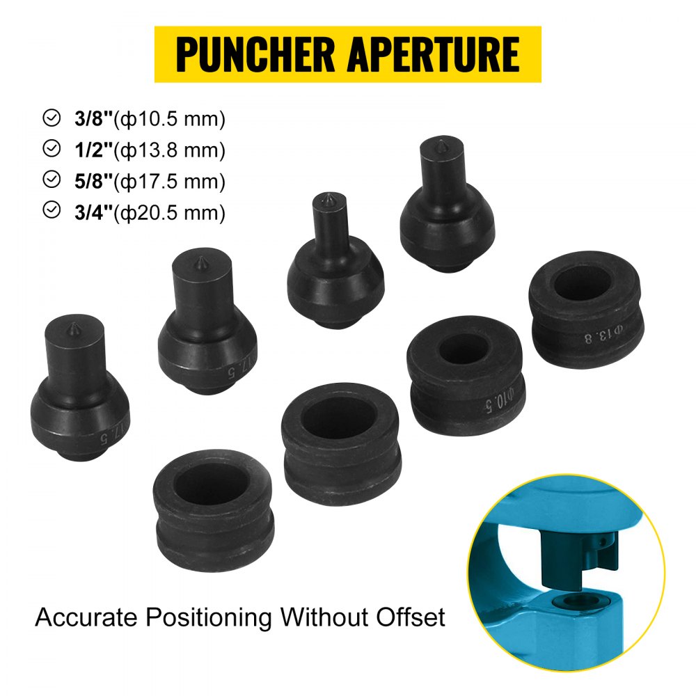 VEVOR Hydraulisches Lochstanzwerkzeug 31T Hydraulischer Knockout mit Metallplatten Lochstanzwerkzeug 4 Lochstanzwerkzeug Handpumpen-Set 95 mm Kehle