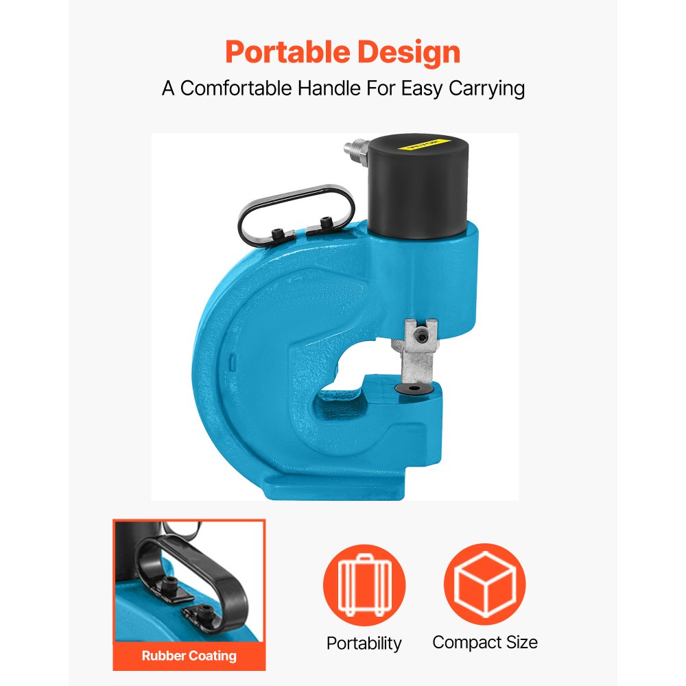 VEVOR Hydraulische Lochstanzwerkzeug 35T Hydraulic Knockout mit Metallplatten Punch Driver 4 Lochstanzwerkzeug Handpumpen-Kit 110 mm Kehle Schneideisen Hydraulische Locher Blechlocher Locheisen