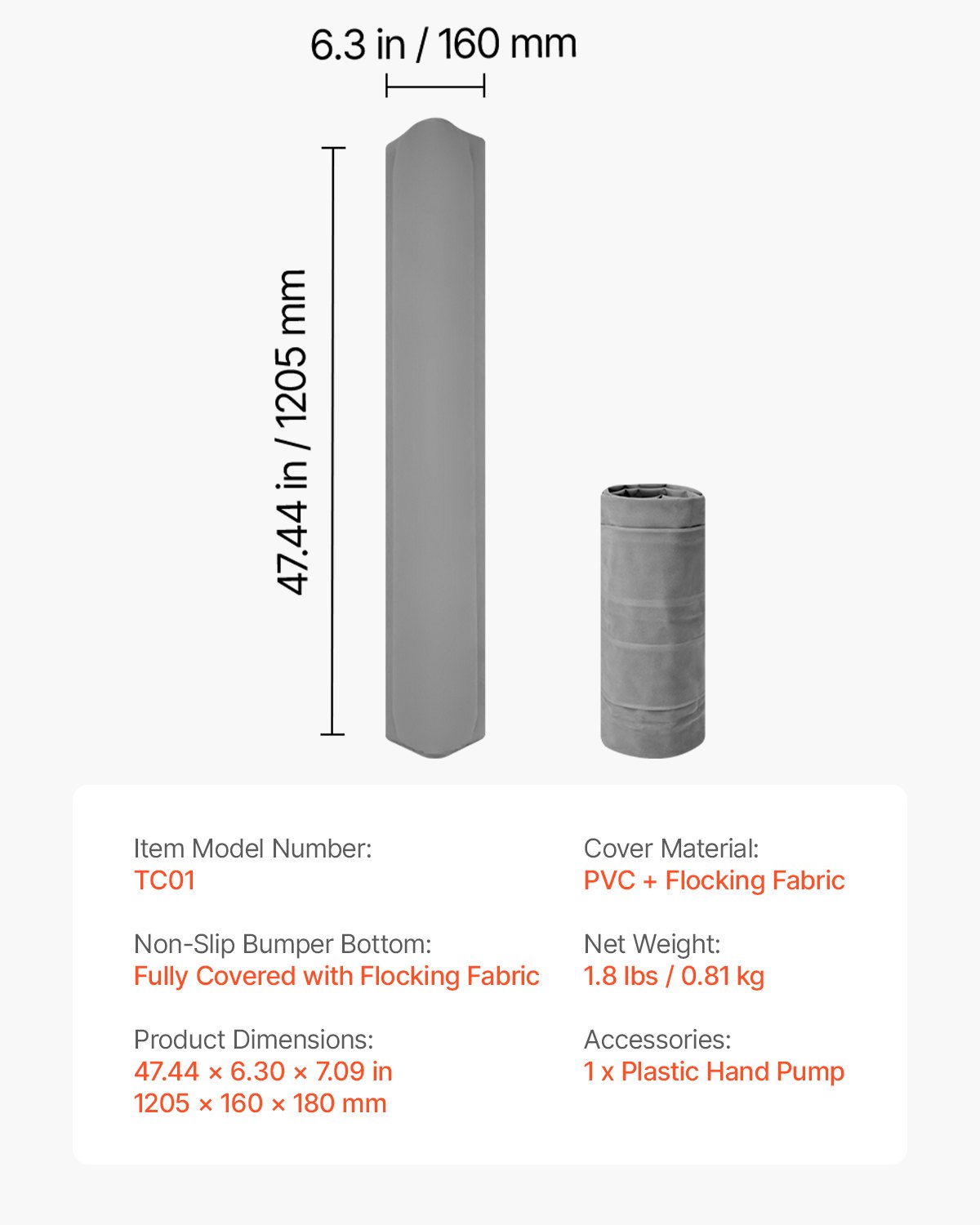 VEVOR Rausfallschutz Bett 1205x160x180mm, aufblasbares Bettschutzgitter mit Handpumpe, rutschfeste, Bettgitter für Kleinkinder, für Einzel-, Voll-, Queen- & Kingsize-Betten, leicht & tragbar (2er-Set)