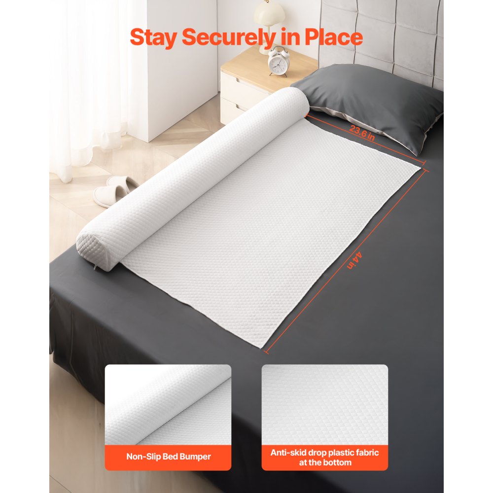 VEVOR Rausfallschutz Bett 1320x180x120mm, aufblasbares Bettschutzgitter mit Sicherheitsklappe, 2x Bettgitter mit Unterseite & maschinenwaschbarem Bezug für Einzel-, Voll-, Queen- & Kingsize-Betten