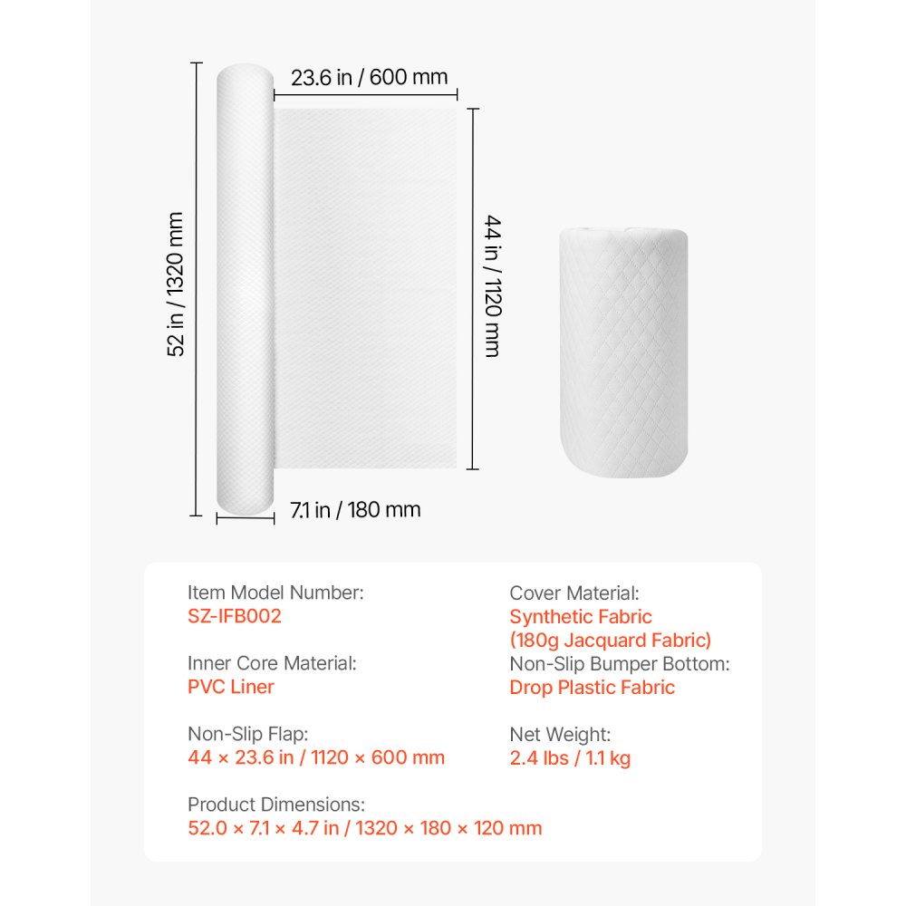 VEVOR Rausfallschutz Bett 1320x180x120mm, aufblasbares Bettschutzgitter mit Sicherheitsklappe, 2x Bettgitter mit Unterseite & maschinenwaschbarem Bezug für Einzel-, Voll-, Queen- & Kingsize-Betten