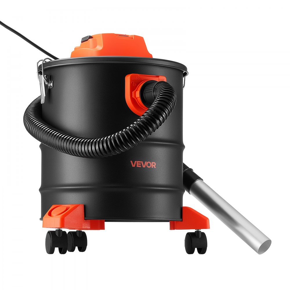 VEVOR Aschesauger 1200W Tragbarer Kaminsauger 20L Stahltank Schwarz/Orange, Staubsauger mit Blasfunktion für Kamin Pelletofen Grill & Feuerschalen, Dual-Filtersystem, mit Rollen Griff & 1,2 m Schlauch