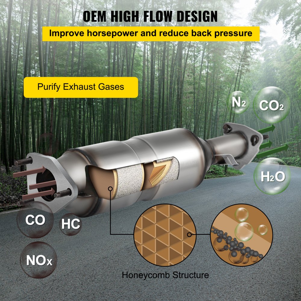 VEVOR Direktkatalysator für Honda Accord 2003-2007 Interne Keramiksubstrate 400 Zellen Schraubverbindungen Edelstahlkonstruktion High-Flow OEM-Design