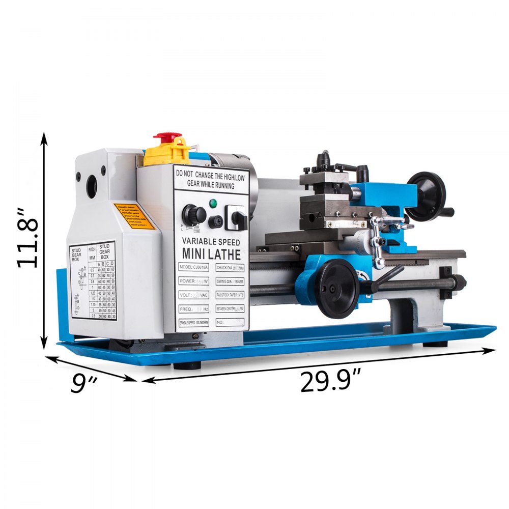 Cj0618a Mini Metalldrehmaschine Drehmaschine Drehbank 550w Anzeige
