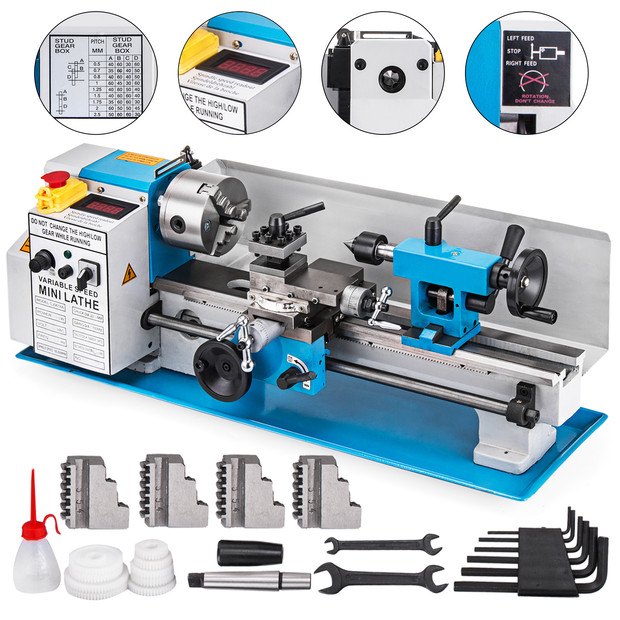 Cj0618a Mini Metalldrehmaschine Drehmaschine Drehbank 550w Anzeige