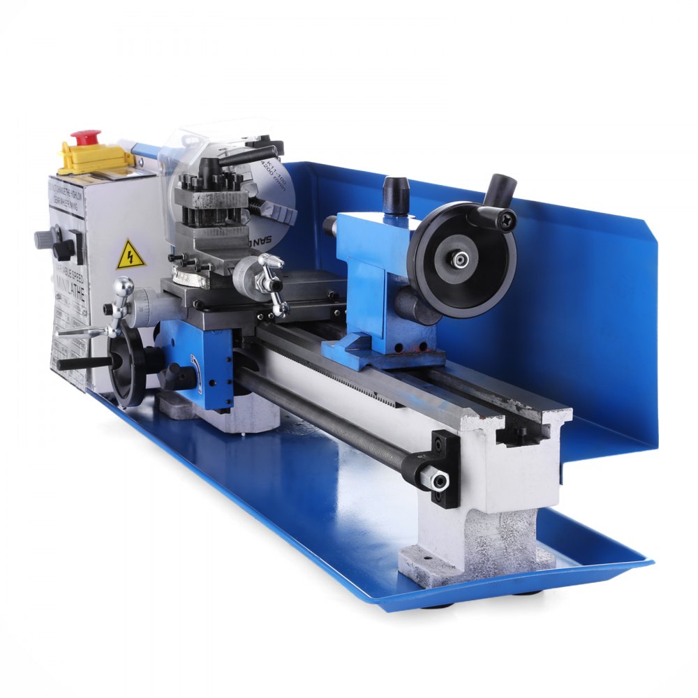 VEVOR Drechselbank 550 W, Mini-Drehmaschine CJ18A, Metalldrehmaschine 220 V,drechselbank bohrmaschine, Fräsmaschine mit 4-Backen-Futter/MT2 Reitstock, Variable Geschwindigkeiten 50 bis 2500 U/min