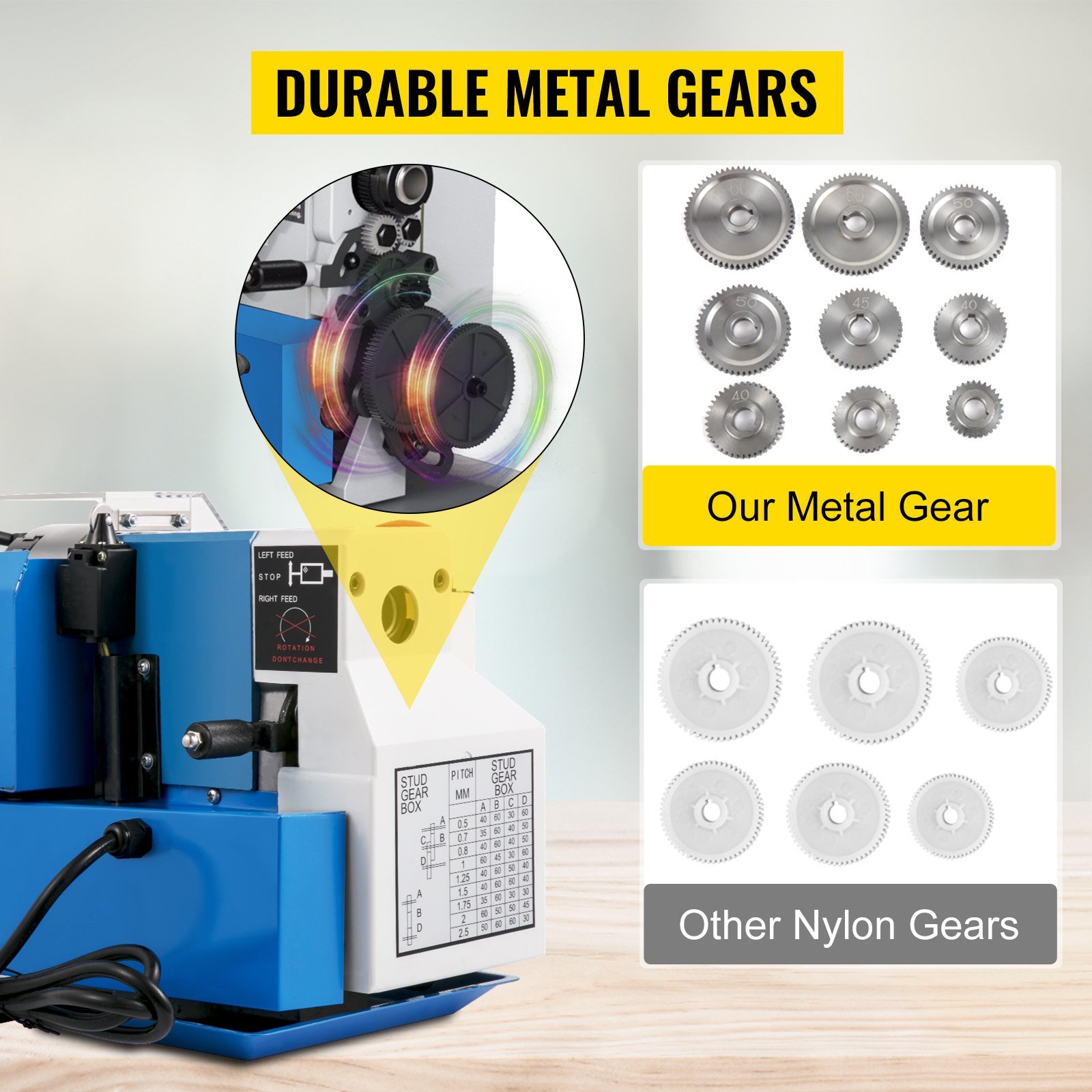 VEVOR Drechselbank 550 W, Mini-Drehmaschine CJ18A, Metalldrehmaschine 220 V,drechselbank bohrmaschine, Fräsmaschine mit 4-Backen-Futter/MT2 Reitstock, Variable Geschwindigkeiten 50 bis 2500 U/min