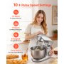VEVOR Knetmaschine Küchenmaschine zum Backen, 1500 W Teigmaschine mit Edelstahlschüssel (4,2 L) & Knethaken & Rührbesen & Schneebesen, 10-Gang einstellbare kippbare Rührmaschine Standmixer