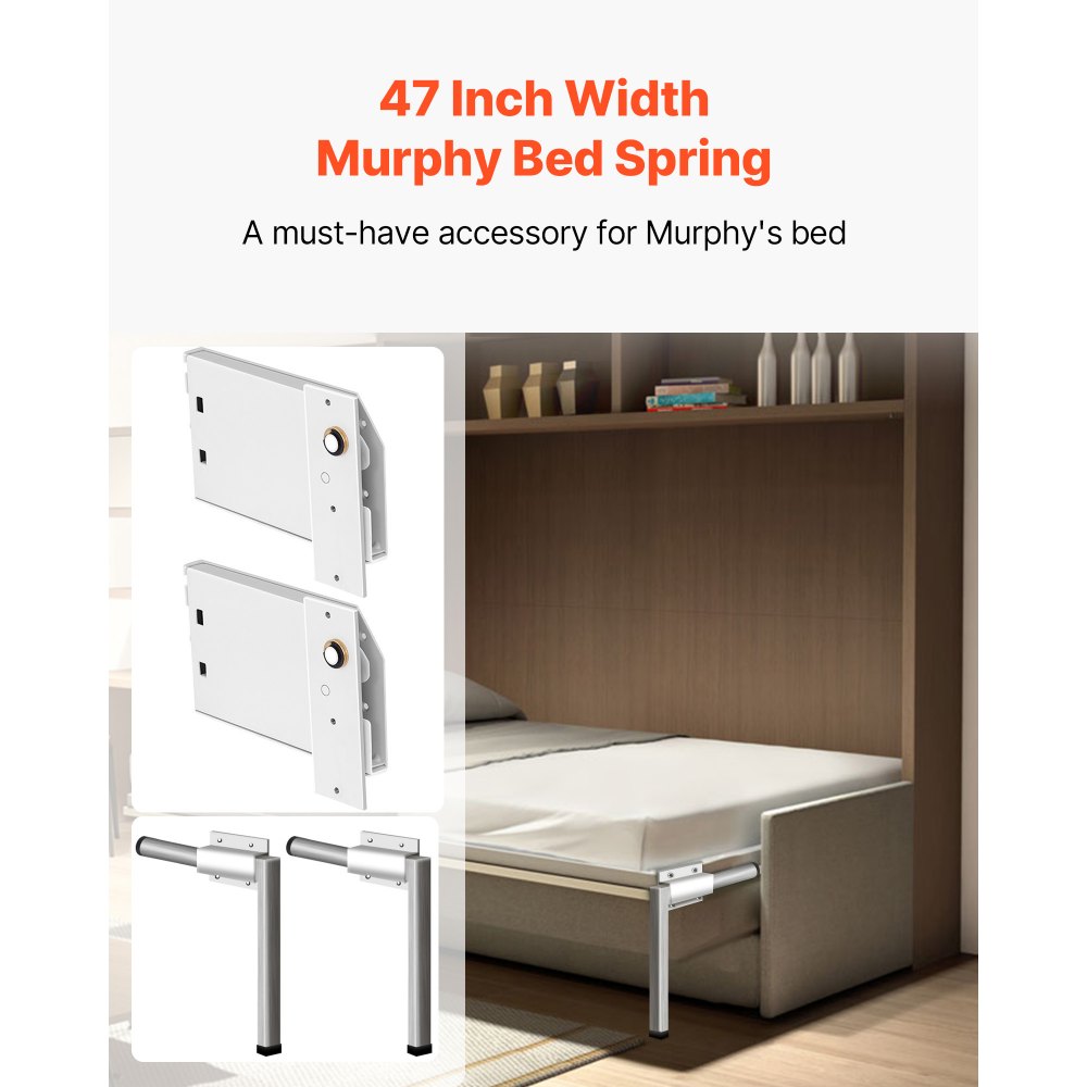 VEVOR Murphy Mount Wall Spring Mechanism, Robust Support Hardware Kit for Queen Size Beds (Horizontal), White