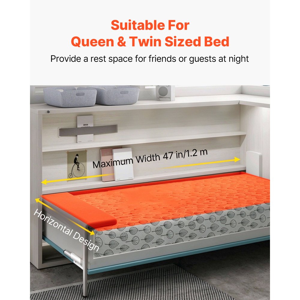 VEVOR Murphy Mount Wall Spring Mechanism, Robust Support Hardware Kit for Queen Size Beds (Horizontal), White