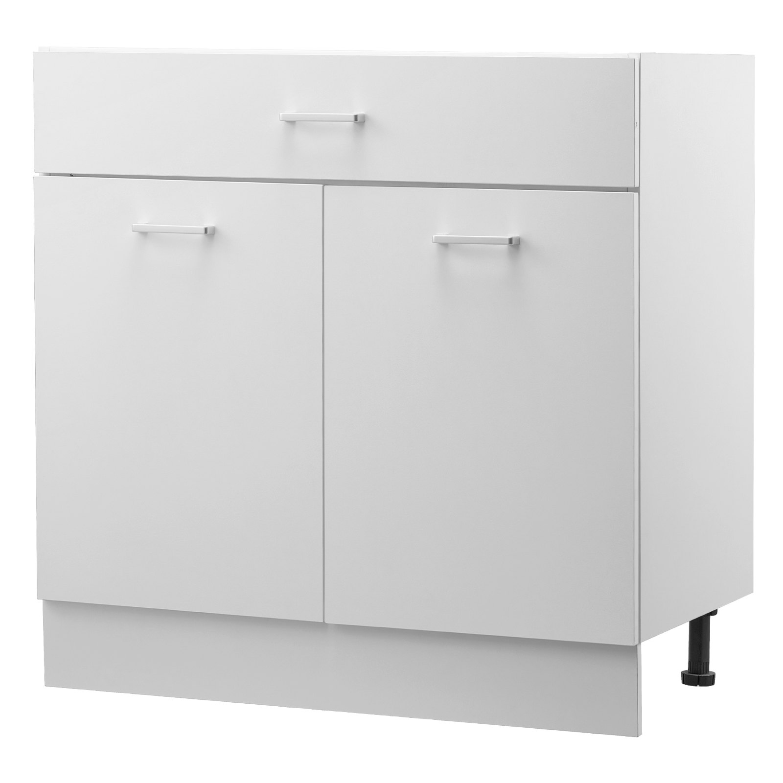 VEVOR weißer Unterschrank Küchenschrank mit Schubladen (800 x 475 x 816 mm) Schubladen-Unterschrank, Montagefertiger Schrank mit Soft-Close-Türen & verstellbarem Regal, für Haushalt Büro