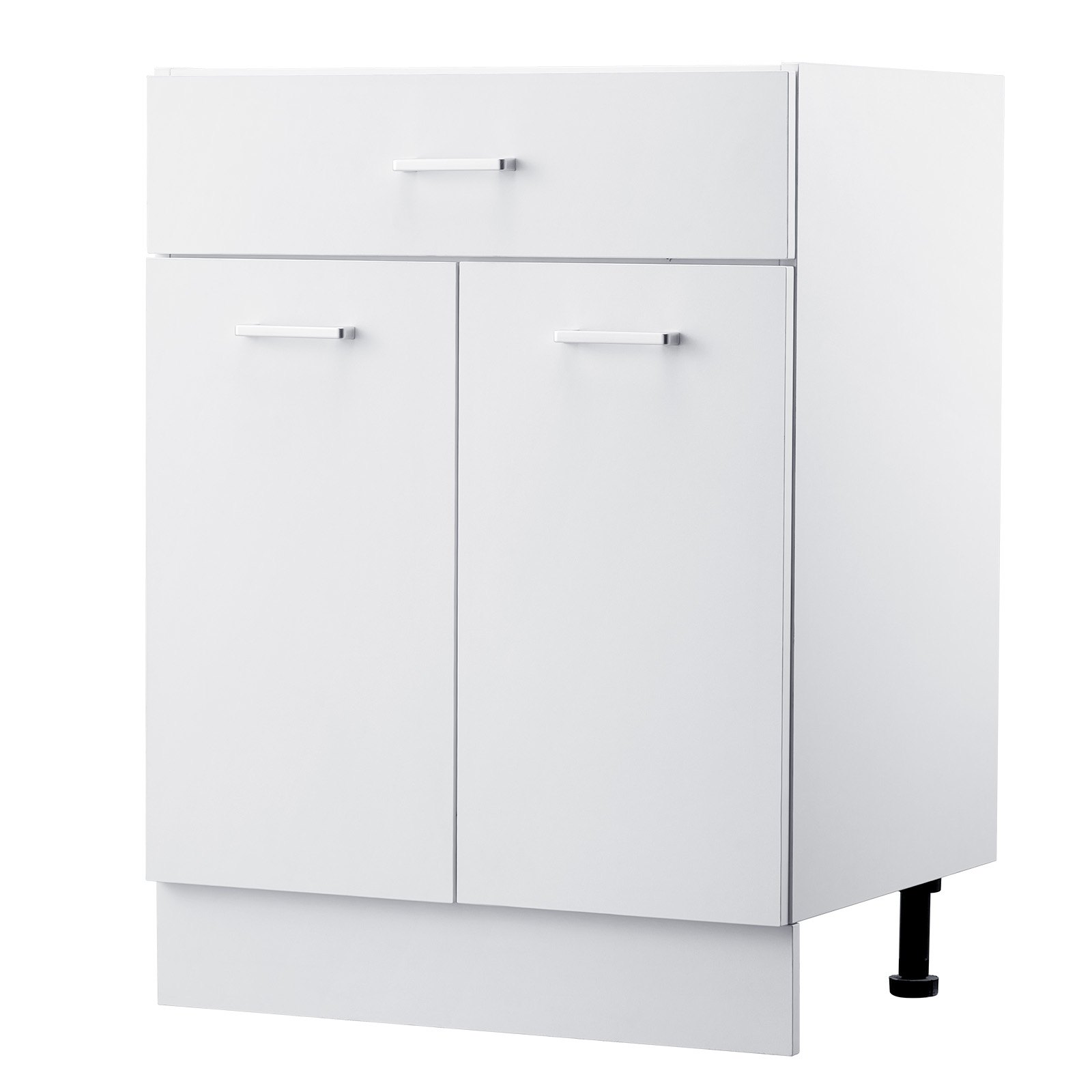 VEVOR weißer Unterschrank (600 x 477 x 816 mm) mit Schublade unmontierter Schubladen-Unterschrank, Montagefertiger Schrank mit Soft-Close-Türen & verstellbarem Regal, für Haushalt Büro