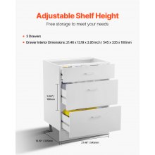 VEVOR Küchenschrank Unterschrank Montagefertig mit 3 Schubladen 600x475x816mm