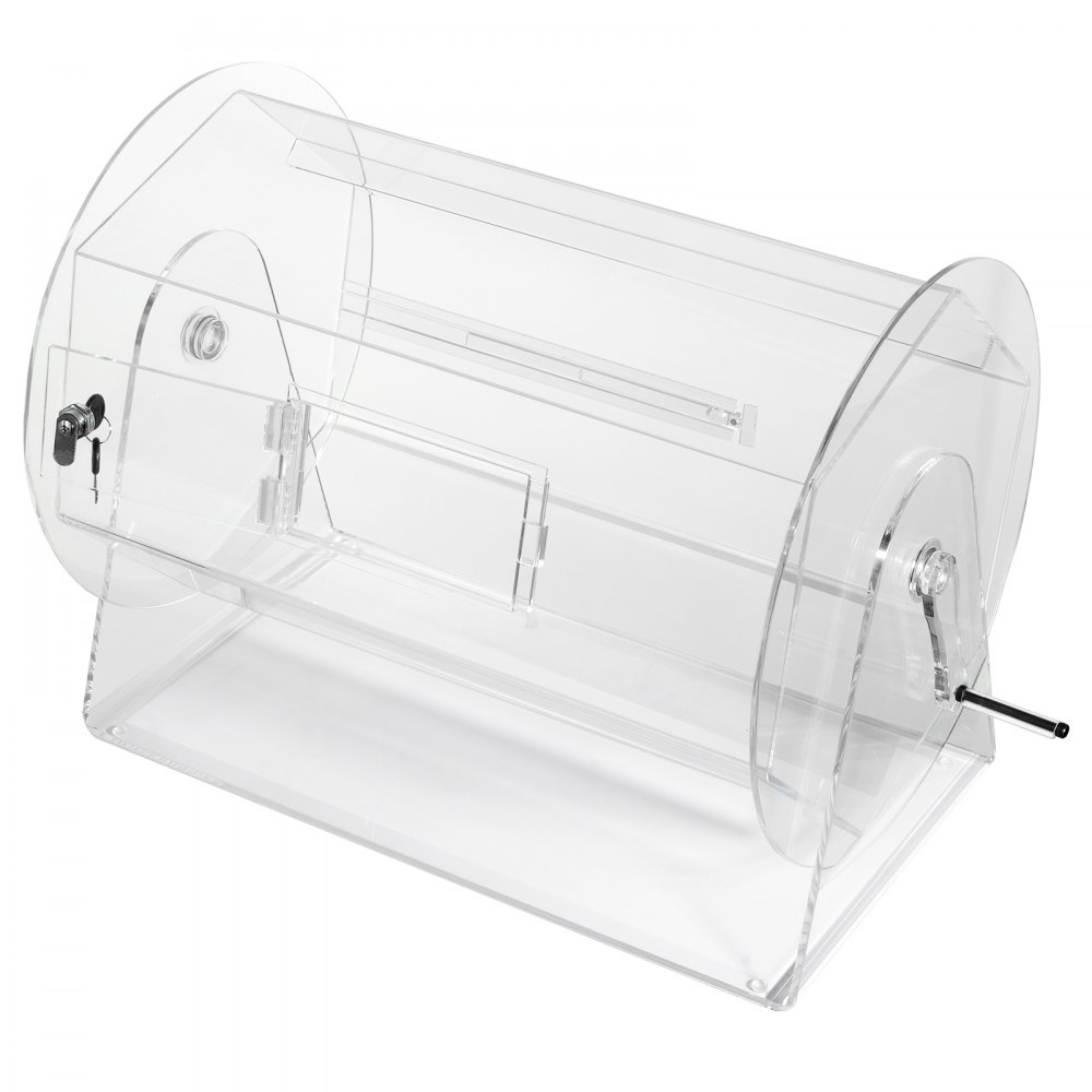 VEVOR Lucky Child Lottery Drum, 10,000 Lottery Tickets or 300 Raffle Balls Capacity, Professional Lottery Rotating Cage with 2 Keys, Transparent Lottery Turntable, Lottery Box for Lottery Games