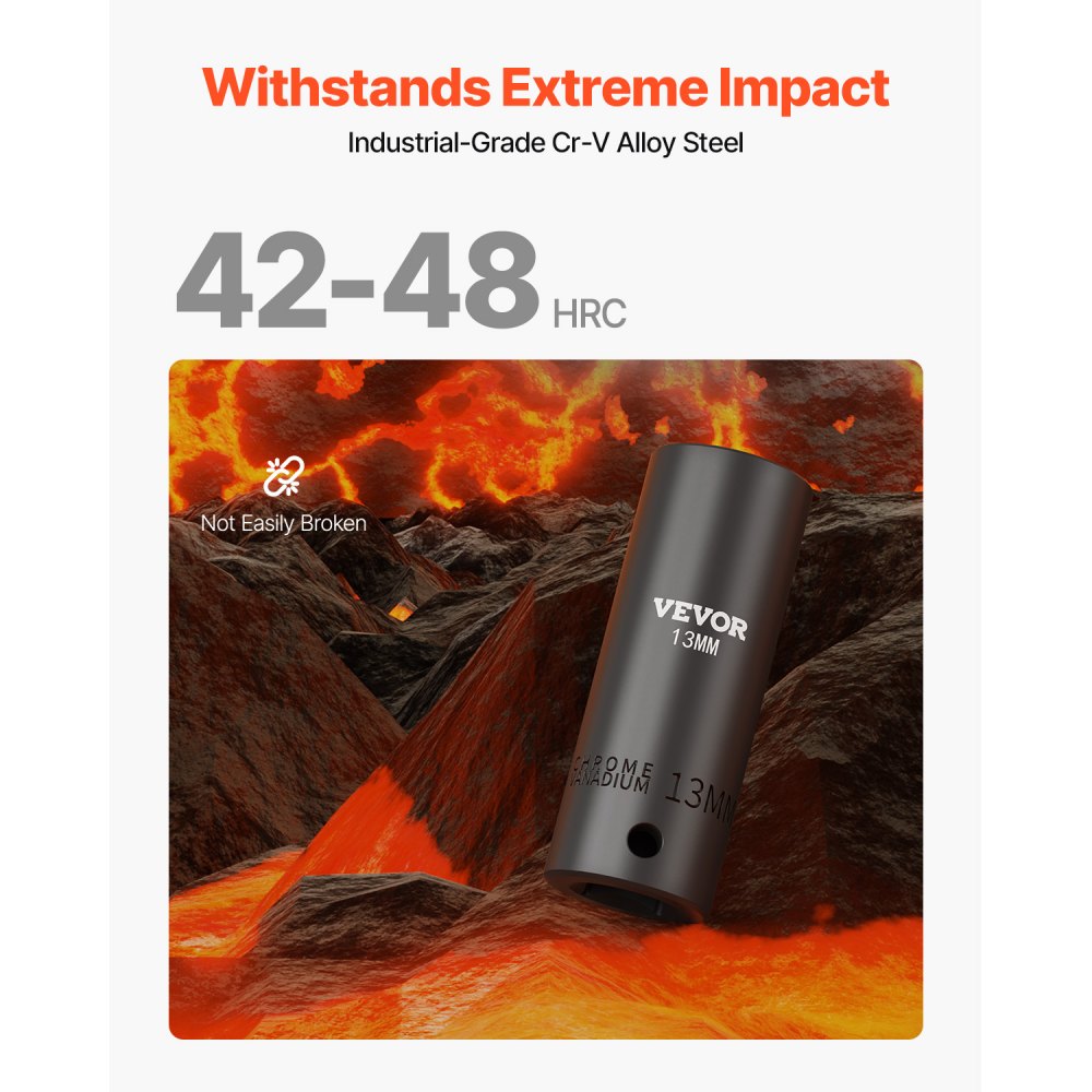 VEVOR Schlag-Steckschlüsselsatz 3/8 Zoll, 26-teilig, Schlag-Stecknüsse, tiefe/Standard-Stecknüsse, 6-Kant-Stecknüsse, robuste Konstruktion, Cr-V-Steckschlüsselsatz Schlag metrisch 7-19 mm