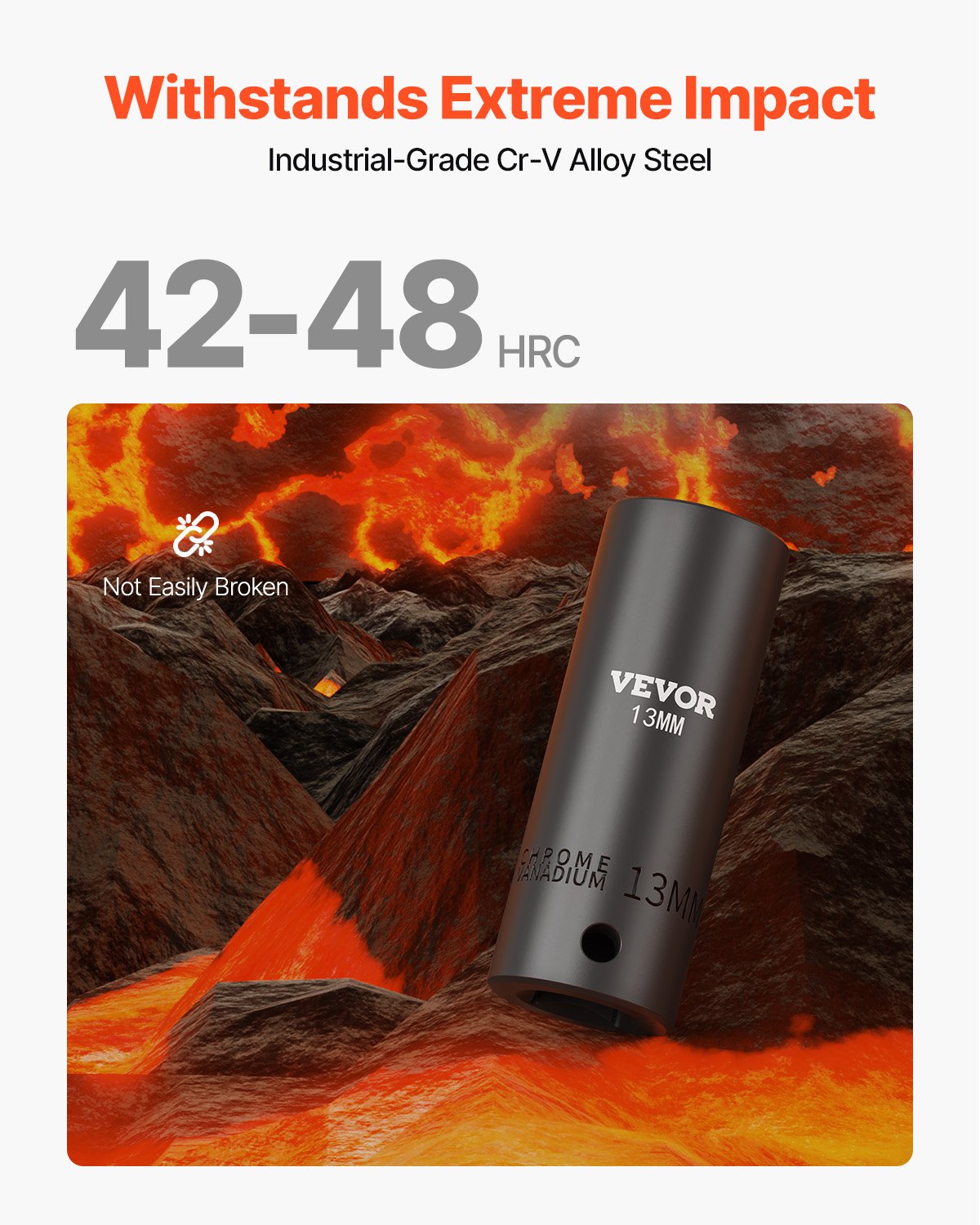 VEVOR Schlag-Steckschlüsselsatz 3/8 Zoll, 26-teilig, Schlag-Stecknüsse, tiefe/Standard-Stecknüsse, 6-Kant-Stecknüsse, robuste Konstruktion, Cr-V-Steckschlüsselsatz Schlag metrisch 7-19 mm