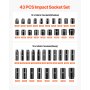 VEVOR Schlag-Steckschlüssel-Set 1.27cm, 43-teiliges Schlag-Steckschlüssel-Set, Standard-Steckschlüssel-Sortiment, 12,7 mm Steckschlüsselsatz, 6-Punkt-Steckschlüsselsätze, Metrisch 9–30mm