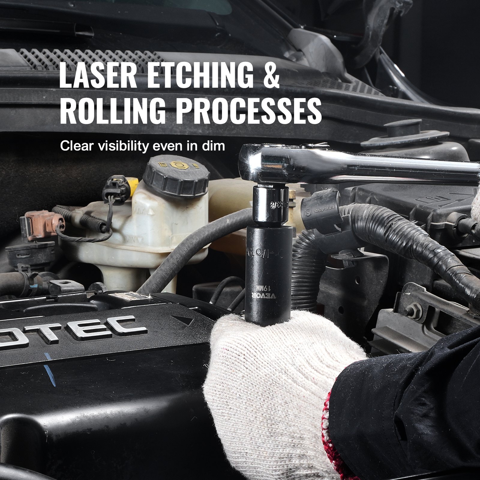 VEVOR Steckschlüsselsatz Schlagsteckschlüsselsatz 3/8 Zoll, 15-teiliger tiefer Steckschlüsselsatz metrisch 8-22 mm, 6-Punkt-Cr-Mo-Legierungsstahl für Autoreparaturen, inkl. Werkzeugkoffer