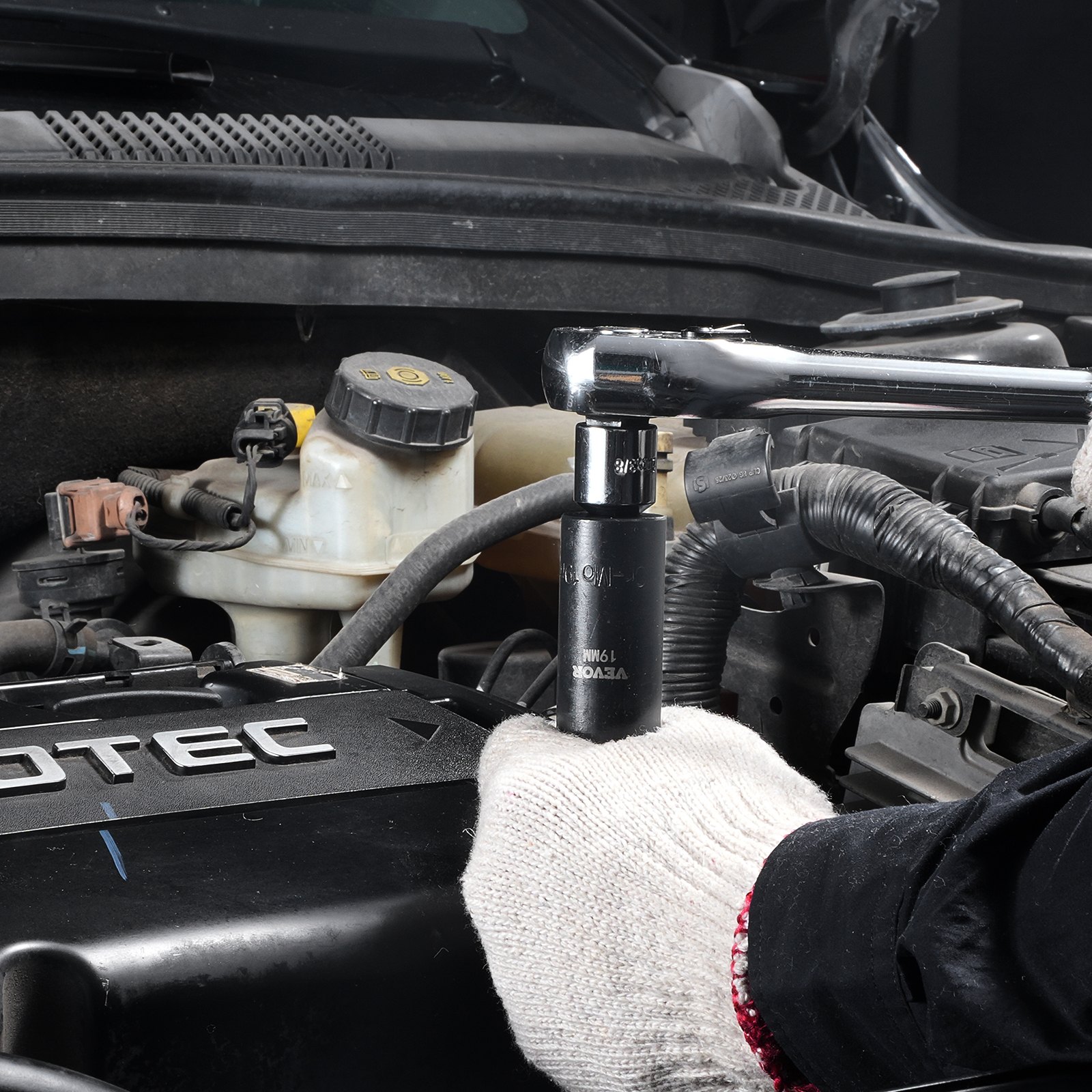 VEVOR Steckschlüsselsatz Schlagsteckschlüsselsatz 3/8 Zoll, 15-teiliger tiefer Steckschlüsselsatz metrisch 8-22 mm, 6-Punkt-Cr-Mo-Legierungsstahl für Autoreparaturen, inkl. Werkzeugkoffer