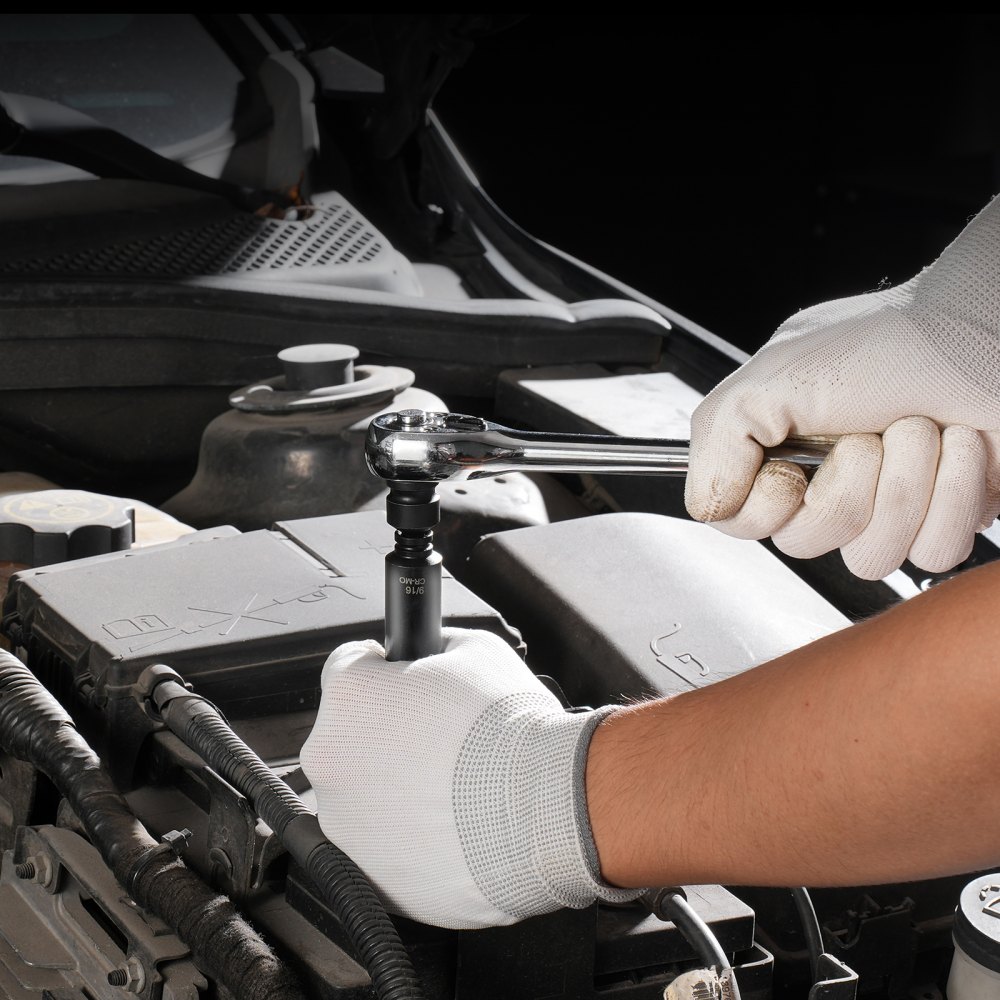 VEVOR 1/4 Zoll Schlagsteckschlüsselsatz 48-teiliger tiefer und flacher Steckschlüsselsatz SAE 3/16-9/16 Zoll & metrisch 4-15 mm, 6 Kant Cr-Mo-Legierungsstahl für Autoreparaturen mit Werkzeugkoffer