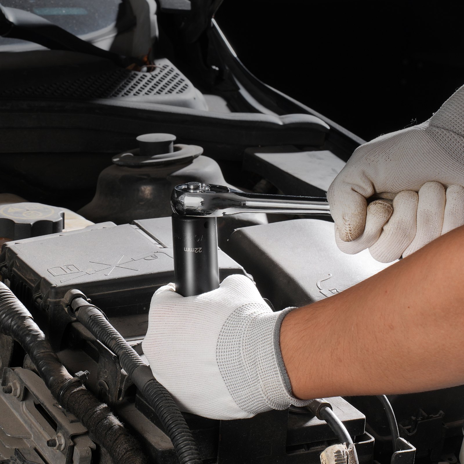 VEVOR 3/8 Zoll Antriebs-Schlagsteckschlüsselsatz 18-teiliger tiefer Steckschlüsselsatz metrisch 8–22 mm, 6 Kant CR-V-Legierungsstahl für Autoreparatur inklusive Aufbewahrungskoffer Schwarz