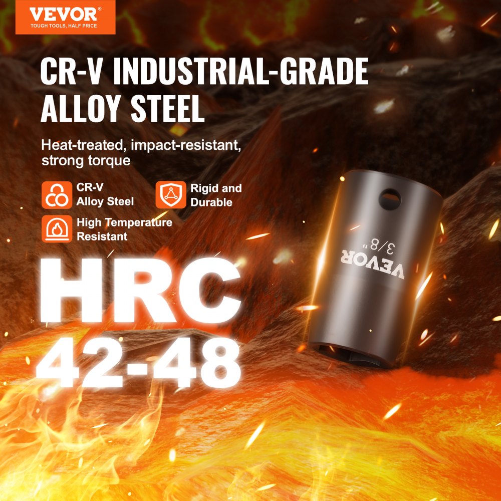 VEVOR 3/8 Zoll Antriebs Schlagsteckschlüsselsatz, 29-teiliger flacher Steckschlüsselsatz SAE 3/8-1 Zoll und metrisch 8-22 mm, 6-Punkt-CR-MO-Legierungsstahl für Autoreparatur, inkl. Aufbewahrungskoffer