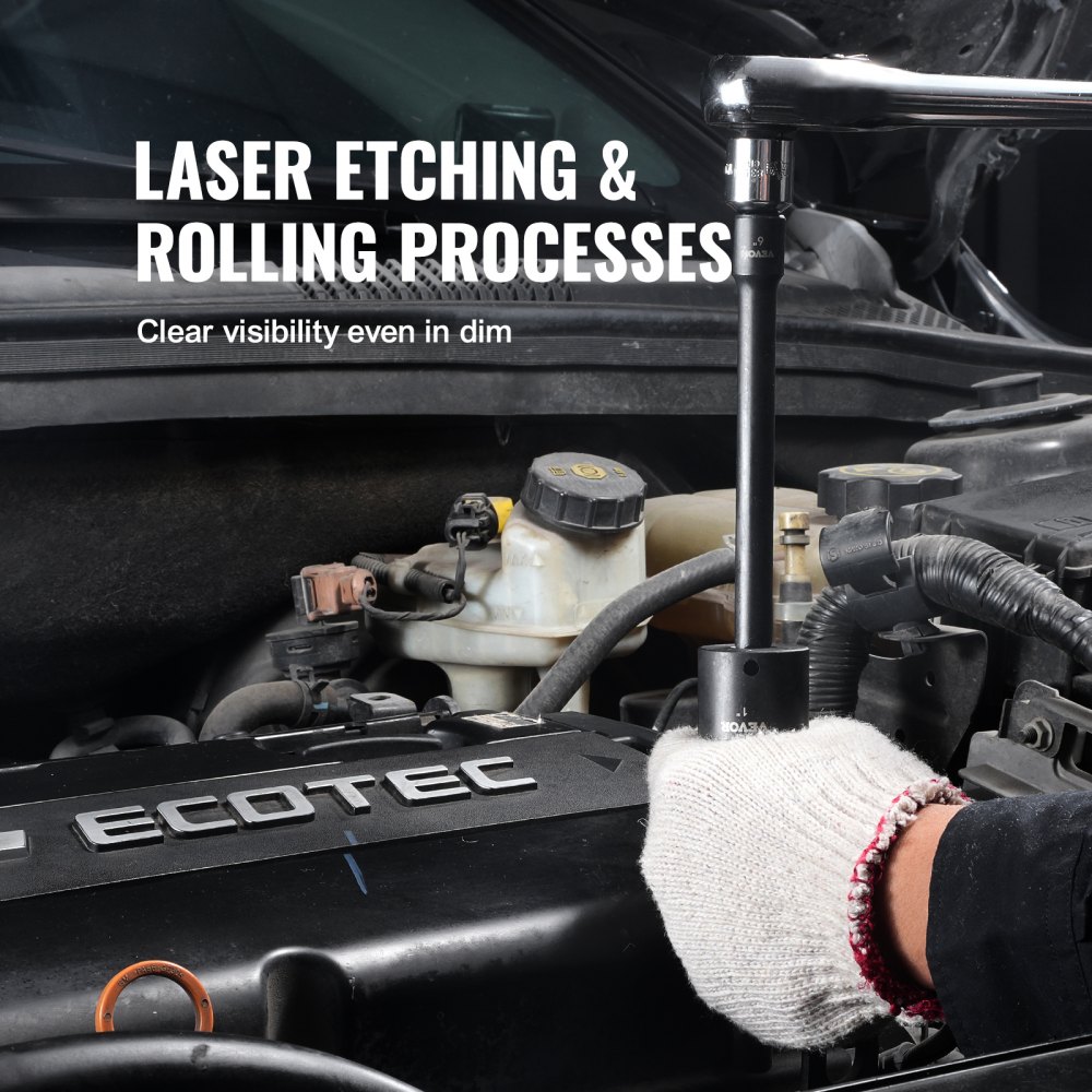 VEVOR 3/8 Zoll Antriebs Schlagsteckschlüsselsatz, 29-teiliger flacher Steckschlüsselsatz SAE 3/8-1 Zoll und metrisch 8-22 mm, 6-Punkt-CR-MO-Legierungsstahl für Autoreparatur, inkl. Aufbewahrungskoffer