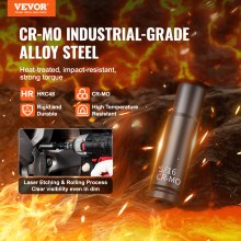 VEVOR Schlagsteckschlüsselsatz 6,35 mm, 55-teiliger tiefer und flacher Steckschlüsselsatz SAE 5/32-9/16 Zoll und metrisch 4-15 mm, für Autoreparaturen, leicht lesbare Größenmarkierungen