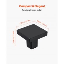 VEVOR Möbelknöpfe, 10er-Pack, 3 cm, Schrankknöpfe aus schwarzer Zinklegierung, quadratische, massive Küchenknöpfe, Schubladenknöpfe mit Schrauben für Badezimmer, Schränke, Schubladen, Küche