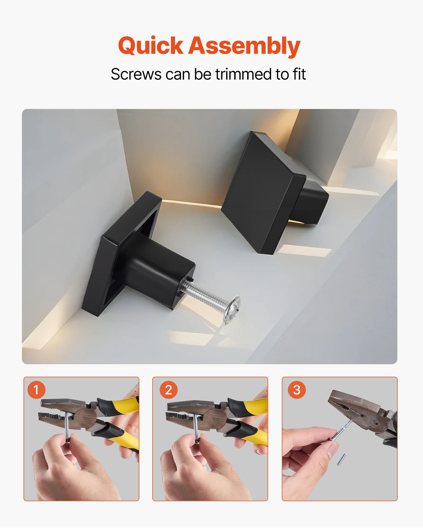 VEVOR Möbelknöpfe, 10er-Pack, 3 cm, Schrankknöpfe aus schwarzer Zinklegierung, quadratische, massive Küchenknöpfe, Schubladenknöpfe mit Schrauben für Badezimmer, Schränke, Schubladen, Küche