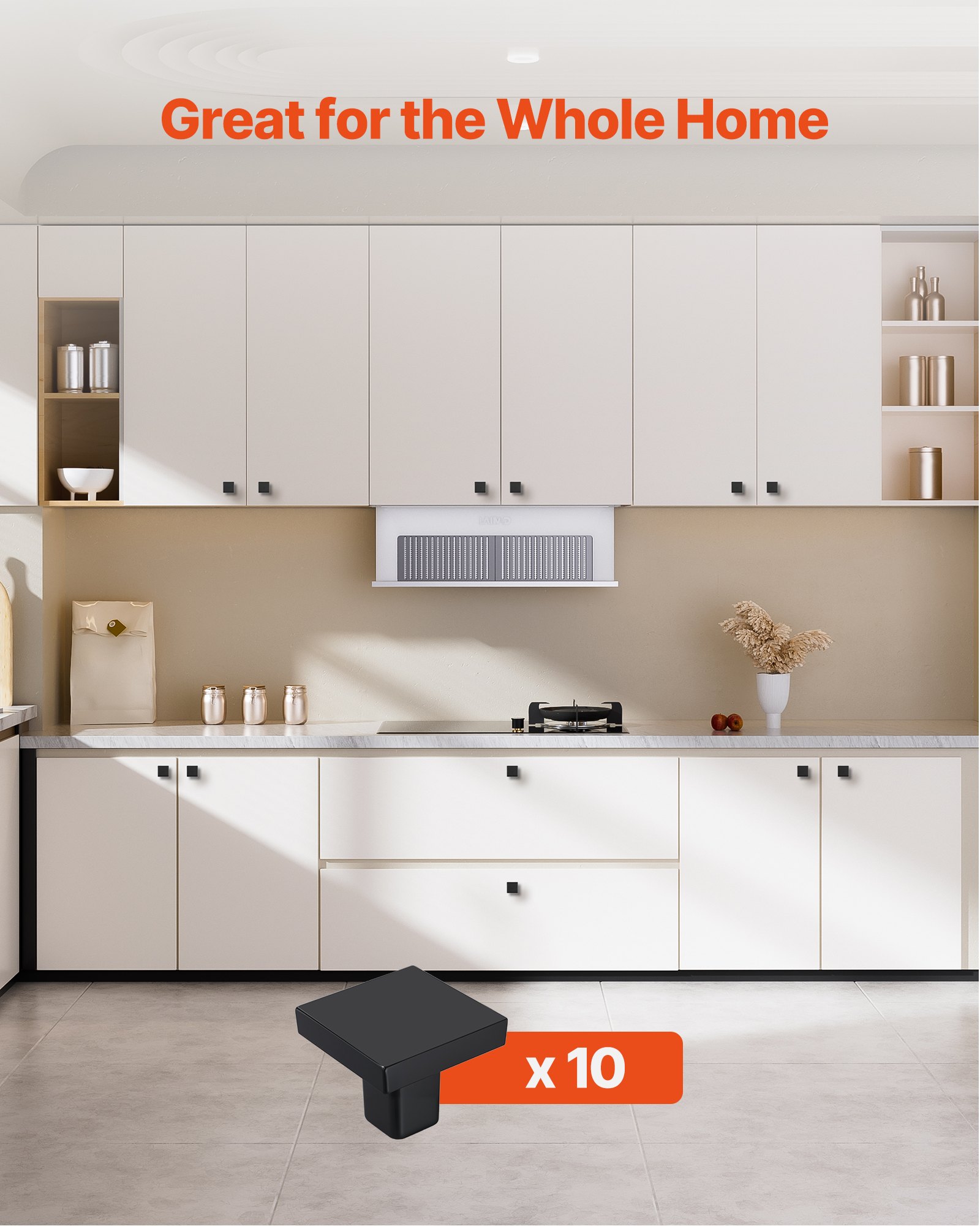 VEVOR Möbelknöpfe, 10er-Pack, 3 cm, Schrankknöpfe aus schwarzer Zinklegierung, quadratische, massive Küchenknöpfe, Schubladenknöpfe mit Schrauben für Badezimmer, Schränke, Schubladen, Küche