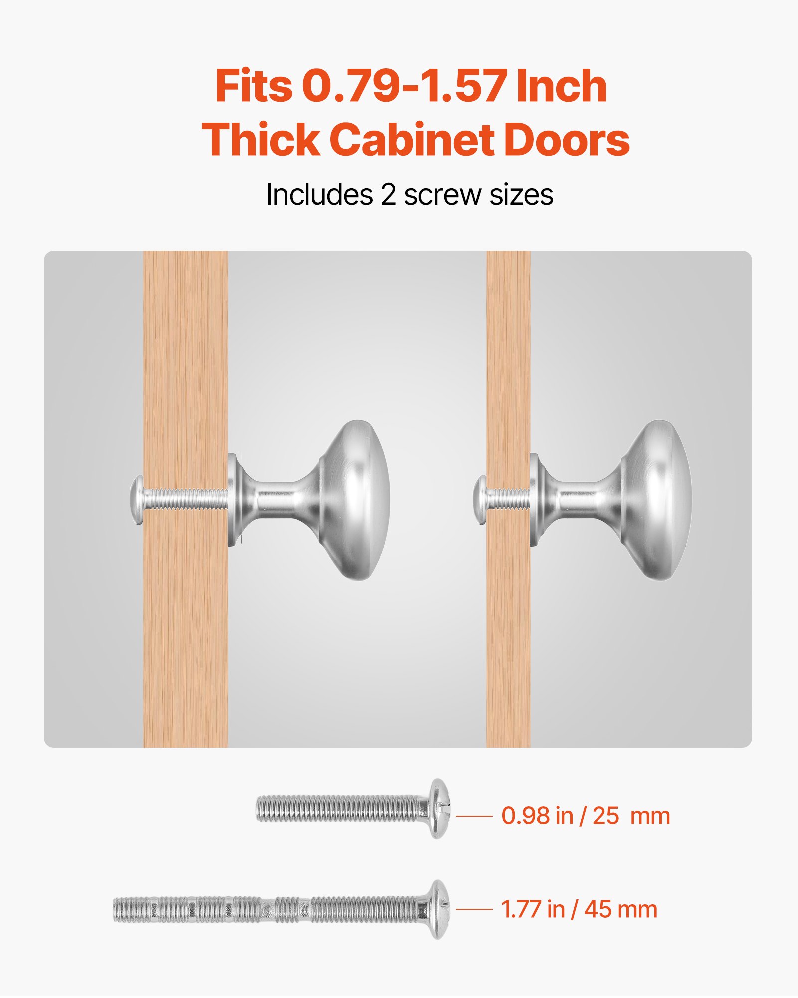 VEVOR Cabinet Knobs, 25 Pack, 28 mm Zinc Alloy Drawer Pulls Door Handles, Mushroom Kitchen Solid Knobs Dresser Handles, Cupboard Hardware with Screws for Bathroom Closet Cabinets Drawers, Nickel Color