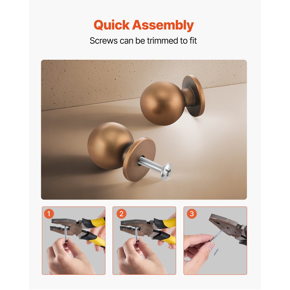 VEVOR Cabinet Knobs, 12 Pack, 25 mm Zinc Alloy Drawer Pulls Door Handles, Round Kitchen Dresser Solid Knobs Cupboard Hardware with Screws for Bathroom Closet Cabinets Drawers, Antique Brass Color