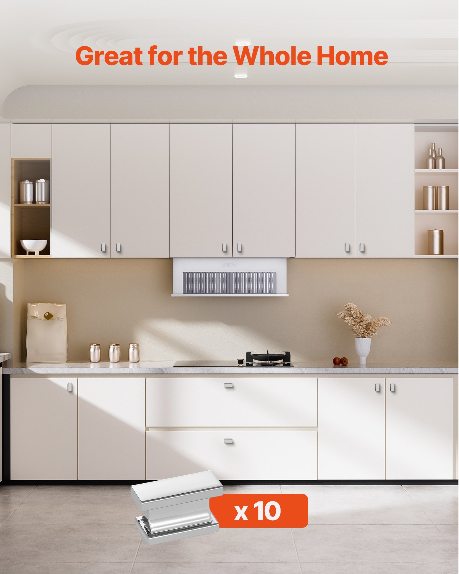 VEVOR Schrankknöpfe, 10er-Pack, 3,6 cm große Schubladengriffe aus Zinklegierung, rechteckige massive Küchenkommodenknöpfe, Schrankbeschläge mit Schrauben für Badezimmerschränke, Schubladen, Chromfarbe