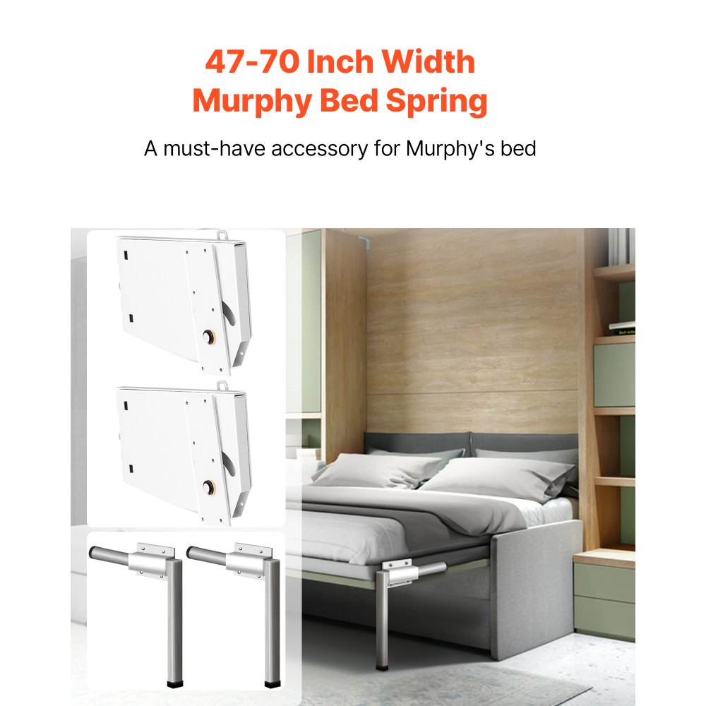 VEVOR Murphy-Montage-Wandfedermechanismus 450 kg, robuste Stützhardware, Betthalterung kompatibel mit 1,2–1,8 m Breite DIY-Kit für King-Size-Betten (vertikal), Weiß