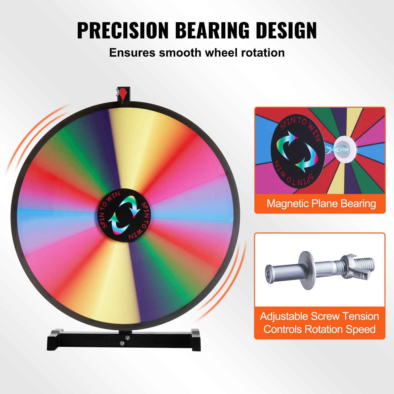 VEVOR 24-inch Large Wheel of Fortune, Tabletop Spinning Wheel with 14 Slots, Roulette Wheel with Dry Eraser Pen and 2 Markers, Win Wheel of Fortune Games at Parties, Pubs, Fairs and Carnivals