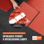 VEVOR Garagen-Bodenbeschläge, 305 x 305 x 13,4 mm, 50er-Set Industrieboden, rutschfeste doppelseitige Struktur-Garagenboden, für Garagen, Keller, Reparaturwerkstätten, Rot