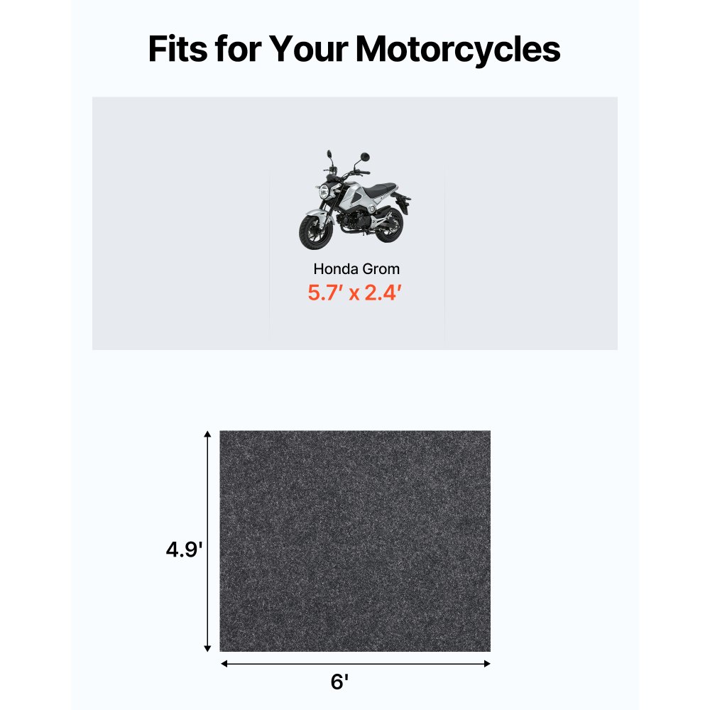 VEVOR Garagenbodenmatte 1493,52 x 1828,8 x 2,4 mm Werkstattboden 820-850 g/m² Garagenboden Filz & TPE Öl Auffangmatte Garagenmatte Servicematte Bodenschutz Bodenplatten für Garage