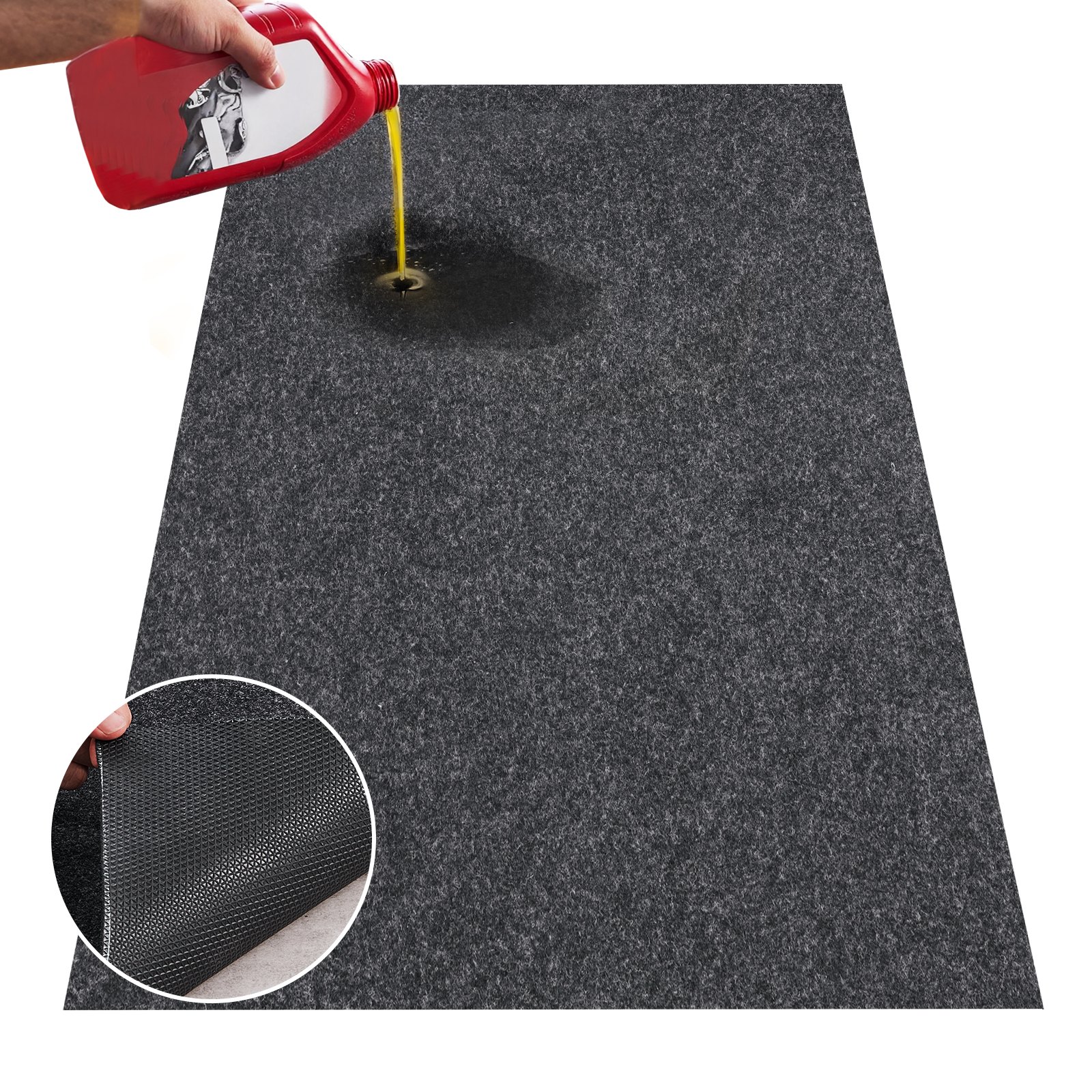 VEVOR Garagenbodenmatte 2692,4 x 6705,6 x 2,4 mm Werkstattboden 820-850 g/m² Garagenboden Filz & TPE Öl Auffangmatte Garagenmatte Servicematte Bodenschutz Bodenplatten für Garage