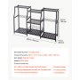 VEVOR Gartengeräte Ständer 1235x290x795mm 3-Stöckiger Gerätehalter Schwarz, Aufbewahrungsregal für Garage Schuppen Garten, Organizer aus Stahl für Besen Mopp Rechen, mit Ablagefächern & Nivellierfüßen