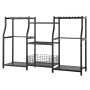 VEVOR Gartengeräte Ständer 1235x290x795mm 3-Stöckiger Gerätehalter Schwarz, Aufbewahrungsregal für Garage Schuppen Garten, Organizer aus Stahl für Besen Mopp Rechen, mit Ablagefächern & Nivellierfüßen