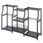 VEVOR Gartengeräte Ständer 1235x290x795mm 3-Stöckiger Gerätehalter Schwarz, Aufbewahrungsregal für Garage Schuppen Garten, Organizer aus Stahl für Besen Mopp Rechen, mit Ablagefächern & Nivellierfüßen