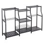VEVOR Gartengeräte Ständer 1235x290x795mm 3-Stöckiger Gerätehalter Schwarz, Aufbewahrungsregal für Garage Schuppen Garten, Organizer aus Stahl für Besen Mopp Rechen, mit Ablagefächern & Nivellierfüßen