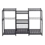 VEVOR Gartengeräte Ständer 1235x290x795mm 3-Stöckiger Gerätehalter Schwarz, Aufbewahrungsregal für Garage Schuppen Garten, Organizer aus Stahl für Besen Mopp Rechen, mit Ablagefächern & Nivellierfüßen