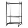VEVOR Gartengeräte Ständer 440x405x760mm Gerätehalter aus Metall Schwarz, Aufbewahrungsregal für Garage Schuppen Garten, Organizer für Besen Mopp, mit Doppelschichtschlitzen 4 Haken & Nivellierfüßen