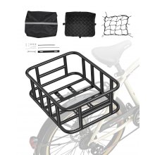 VEVOR Fahrradkorb hinten 435x330x155 mm, Hinterradkorb mit Gepäcknetz & Abdeckung, Gepäckträger zum Transport von Hunden, Haustieren, Obst & Lebensmitteln, Montagewerkzeug im Lieferumfang enthalten